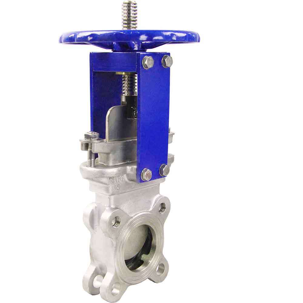 Knife gate valve Elephant SS304-SS304-EPDM-1W-W, body material - stainless steel AISI 304, knife material - stainless steel AISI 304, seal - EPDM, handwheel operated