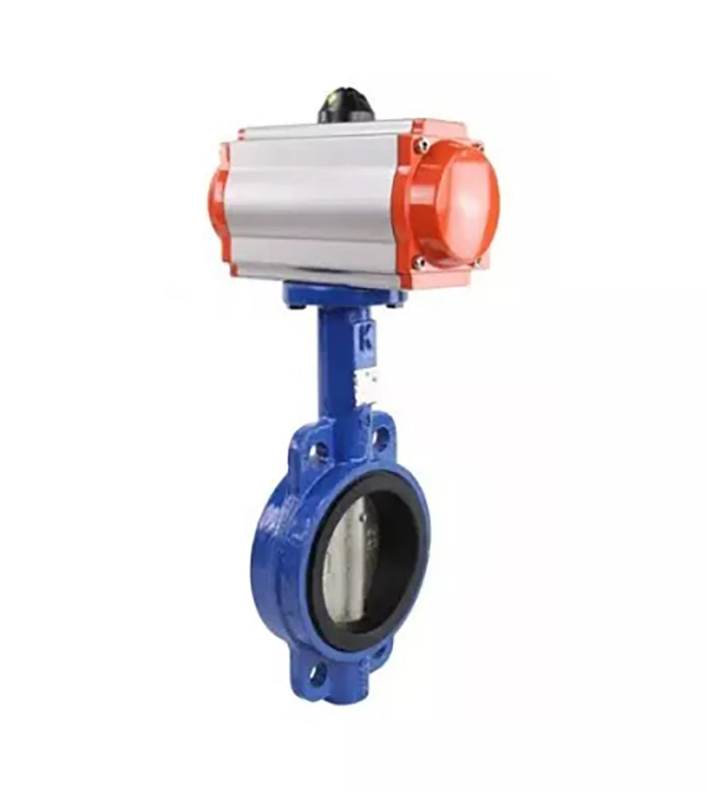 Water Butterfly Valve Elephant WBV1632E-2W-Fb-H, body material - cast iron QT450, disk material - stainless steel AISI 316L, seal - EPDM, with pneumatic actuator with return springs PA-SA