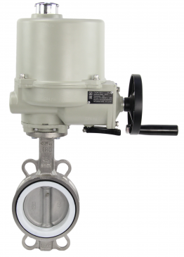 Water Butterfly Valve Elephant WCB-316L-PTFE body material - Carbon steel WCB, disk material - Stainless steel AISI 316L, seal - PTFE with explosion-proof electric actuator GZ OFV 24V