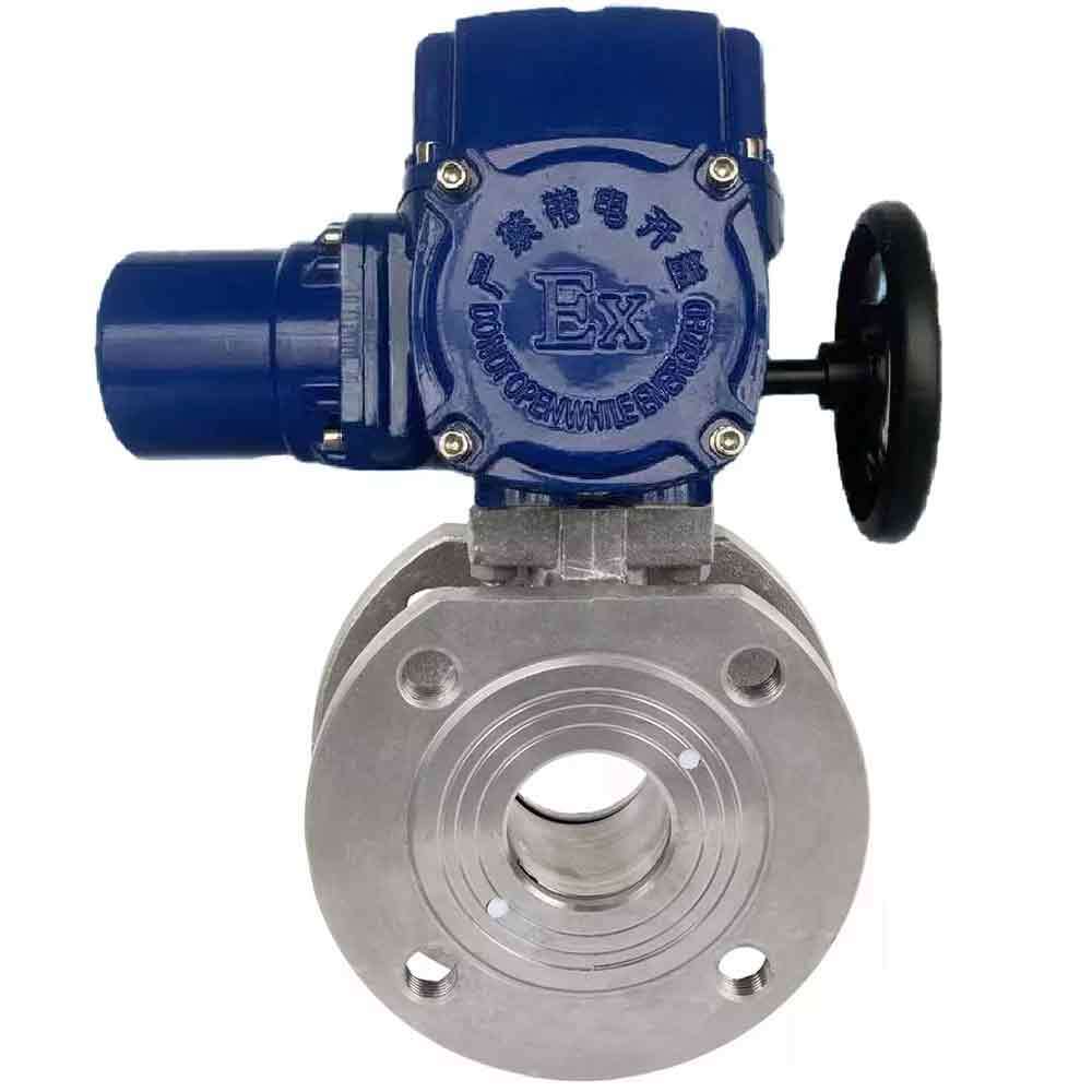 Stainless steel ball valve Elephant-BVсFP.316.200 PSI232 full port, compact flanged, quarter-turn electric actuator Elephant QT-W (M) EX 220 V