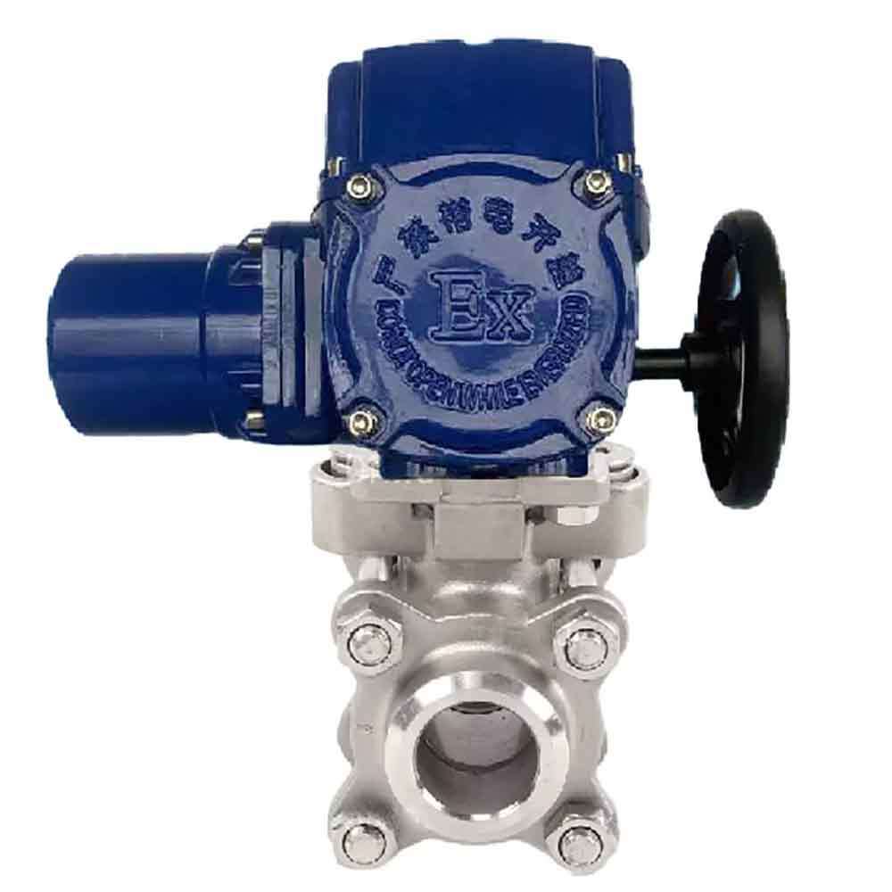 Stainless steel ball valve Elephant BVPP 316.200-ISO PSI914 SS316 full port, for welding, body material - stainless steel, quarter-turn electric actuator Elephant QT-W (M) EX 380 V