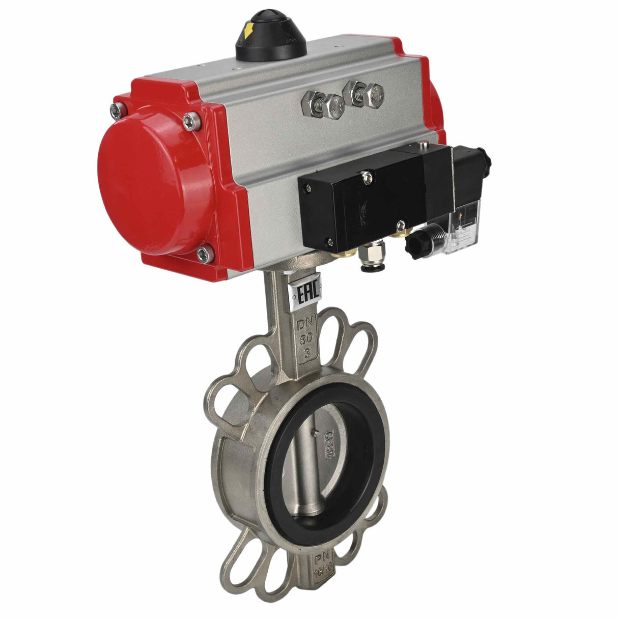 Water Butterfly Valve Elephant 316l-epdm-sa-4m310-110/220, body material - stainless steel AISI 316L, disk material - stainless steel AISI 316L, seal - EPDM, pneumatic actuator operated