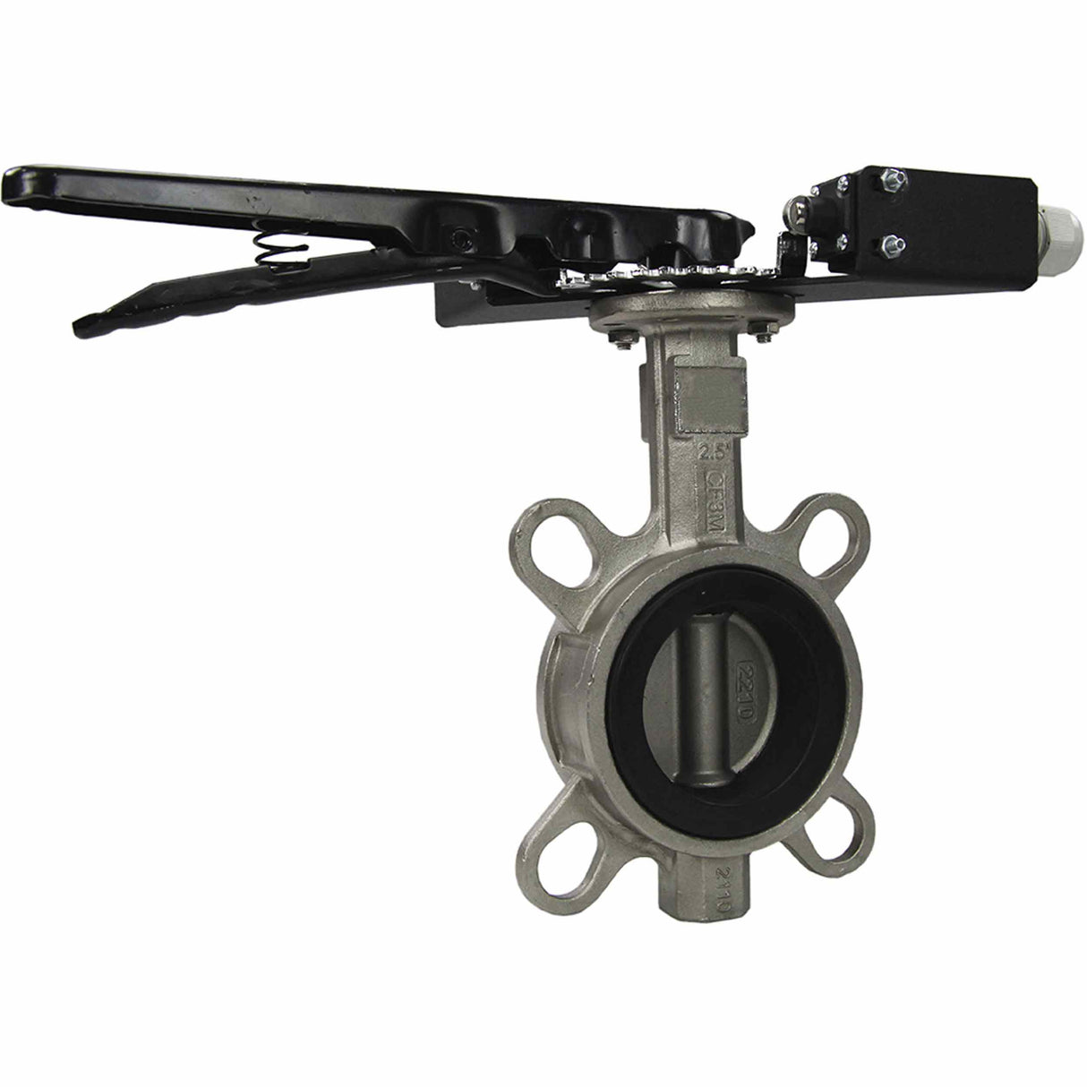 Water butterfly valve Elephant 316L-316L-NBR body material - stainless steel AISI 316L, disk material - stainless steel AISI 316L, seal - NBR with handle, with two limit switches LS-103 250V and a bracket for mounting limit switches