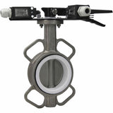 Water butterfly valve Elephant 316L-316L-PTFE body material - stainless steel AISI 316L, disk material - stainless steel AISI 316L, seal - PTFE with handle, with two LS-103 250V limit switches and a bracket for mounting the limit switches