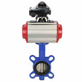 Water Butterfly Valve Elephant WBV1332N-2W-Fb-H body material - Cast iron GGG50, disk material - Stainless steel 316L, seal - NBR with pneumatic actuator DA, pneumatic distributor 4M310-08 24V and limit switch block APL-210N