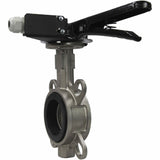 Water butterfly valve Elephant 316L-316L-EPDM body material - stainless steel AISI 316L, disk material - stainless steel AISI 316L, seal - EPDM with handle, with two limit switches LS-103 250V and a bracket for mounting limit switches