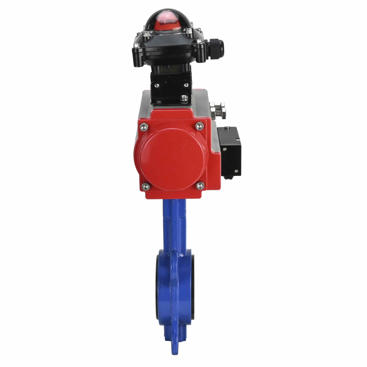 Water Butterfly Valve Elephant WBV1332N-2W-Fb-H body material - Cast iron GGG50, disk material - Stainless steel 316L, seal - NBR with pneumatic actuator SA, pneumatic distributor 4M310-08 220V and limit switch block APL-210N