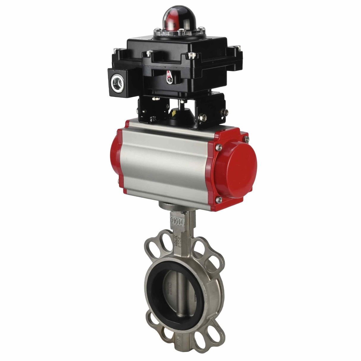 Water butterfly valve Elephant 316L-316L-VITON body material - stainless steel aisi 316l, disk material - stainless steel AISI 316L, seal - Viton with pneumatic actuator Elephant SA, pneumatic distributor 4M310-08 220V and limit switch block APL-410N EX