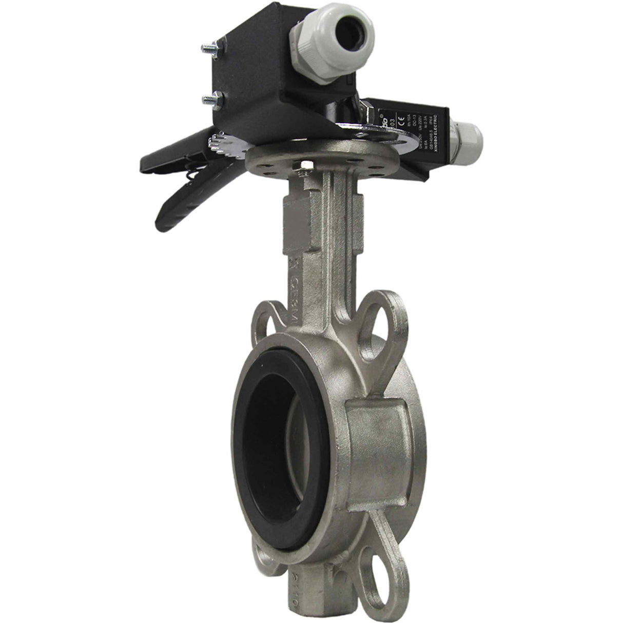 Water butterfly valve Elephant 316L-316L-NBR body material - stainless steel AISI 316L, disk material - stainless steel AISI 316L, seal - NBR with handle, with two limit switches LS-103 250V and a bracket for mounting limit switches