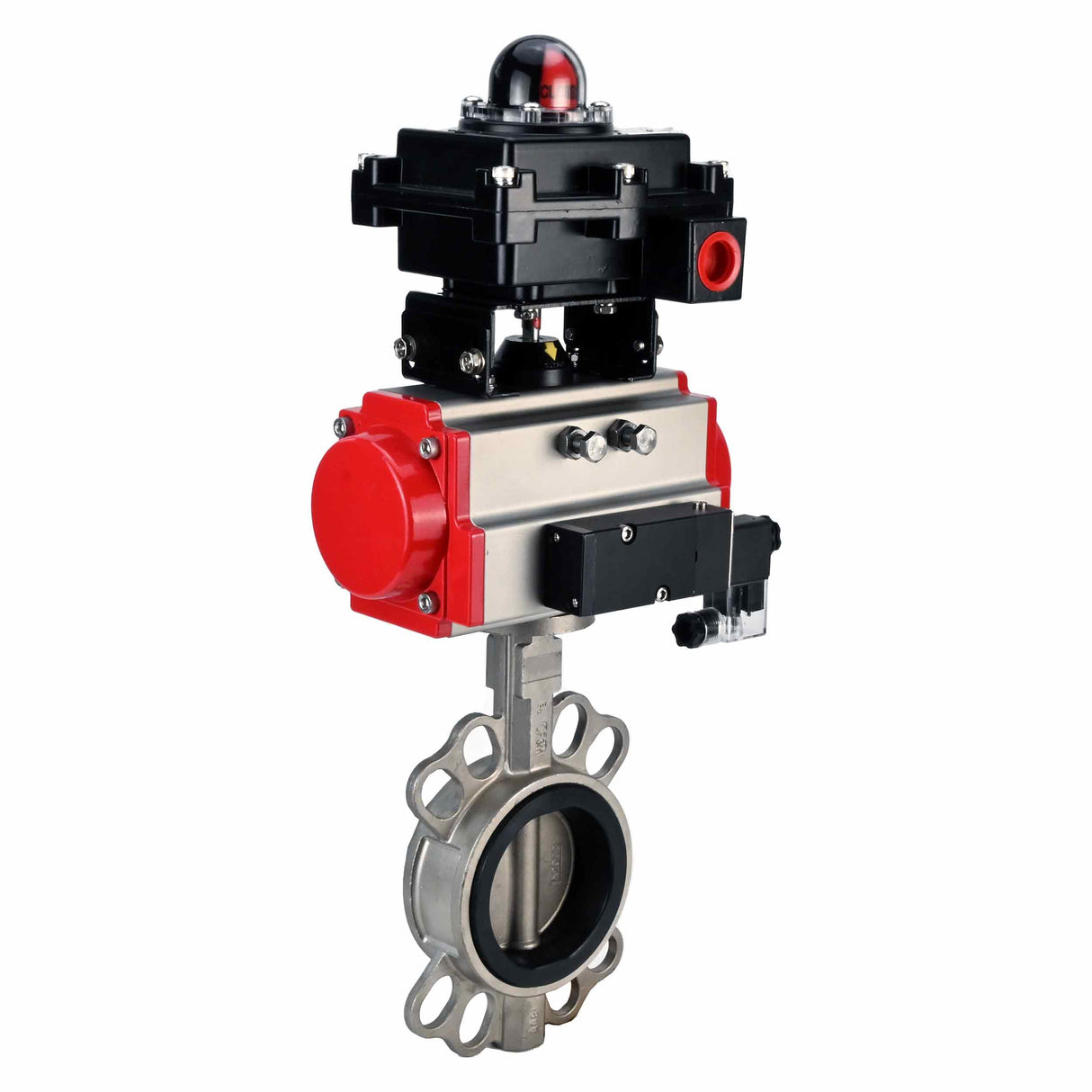 Water butterfly valve Elephant 316L-316L-VITON body material - stainless steel aisi 316l, disk material - stainless steel AISI 316L, seal - Viton with pneumatic actuator Elephant SA, pneumatic distributor 4M310-08 220V and limit switch block APL-410N EX