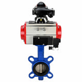 Water Butterfly Valve Elephant WBV1332N-2W-Fb-H body material - Cast iron GGG50, disk material - Stainless steel 316L, seal - NBR with pneumatic actuator SA, pneumatic distributor 4M310-08 24V and limit switch block APL-210N