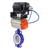 Water Butterfly Valve Elephant st-316l-ptfe-elephant-da-yt1000rsi, body material - carbon steel WCB, disk material - stainless steel AISI 316L, seal - PTFE, pneumatic actuator operated