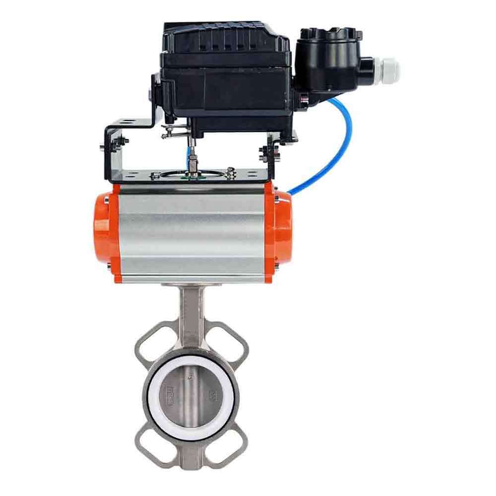 Water Butterfly Valve Elephant 316l-ptfe-elephant-sa-yt1000rsi, body material - stainless steel AISI 316L, disk material - stainless steel AISI 316L, seal - PTFE, pneumatic actuator operated