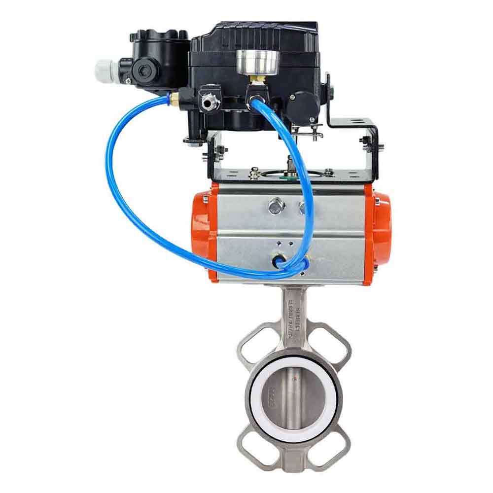 Water Butterfly Valve Elephant 316l-ptfe-elephant-sa-yt1000rsn, body material - stainless steel AISI 316L, disk material - stainless steel AISI 316L, seal - PTFE, pneumatic actuator operated