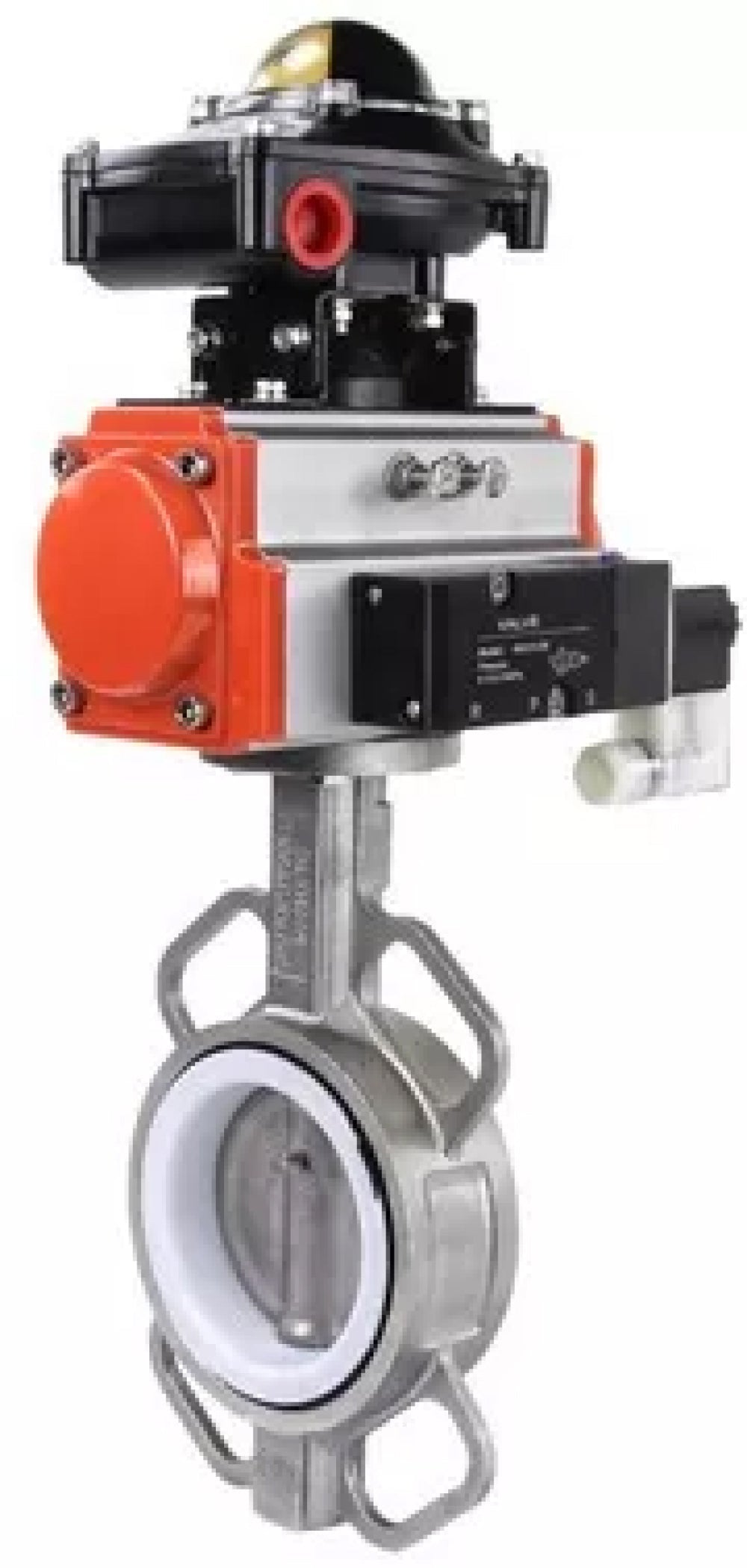 Water Butterfly Valve Elephant WBV3232P-2W-Fb-H, body material - stainless steel AISI 316L, disk material - stainless steel AISI 316L, seal - PTFE, with pneumatic actuator with return springs PA-SA, 4V320-10 220V, LSU APL-210N