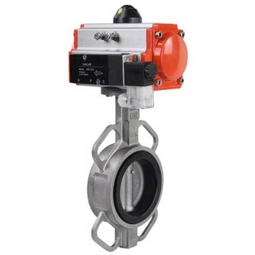 Water Butterfly Valve Elephant 316l-viton-sa-4m310-110/220, body material - stainless steel AISI 316L, disk material - stainless steel AISI 316L, seal - VITON, pneumatic actuator operated