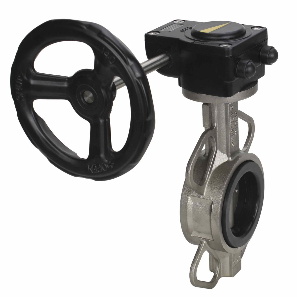 Water butterfly valve Elephant 316L-316L-VITON body material - stainless steel AISI 316L, disk material - stainless steel AISI 316L, seal - Viton with gear Elephant HAM