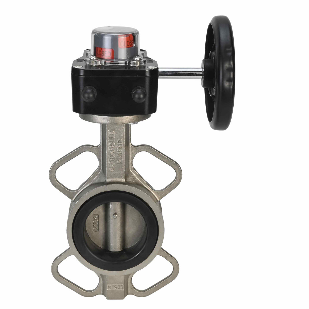 Water butterfly valve Elephant 316L-316L-NBR body material - stainless steel AISI 316L, disk material - stainless steel AISI 316L, seal - NBR with gear Elephant HGB, with position indicator