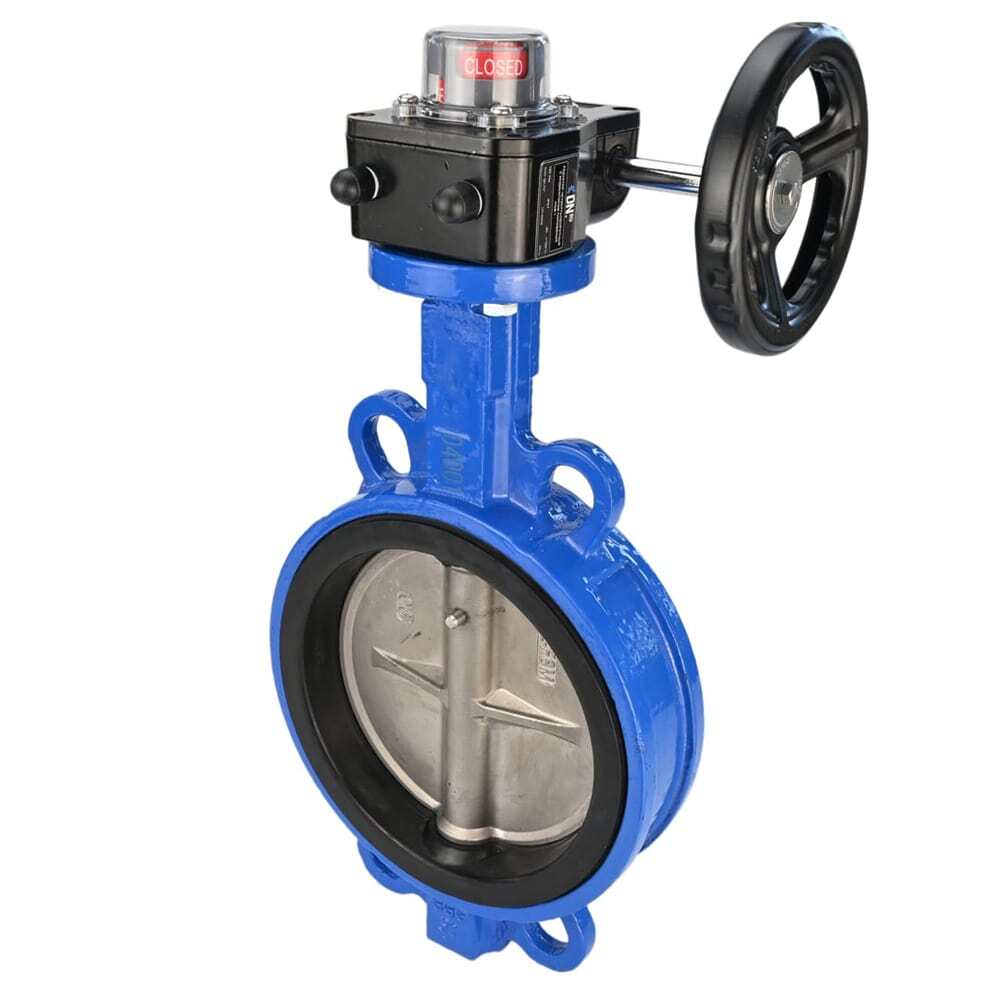 Water butterfly valve Elephant GG25-316L-NBR body material - cast iron GG25, disk material - stainless steel 316L, seal - NBR with gear Elephant HGBF, with position indicator and feedback sensor