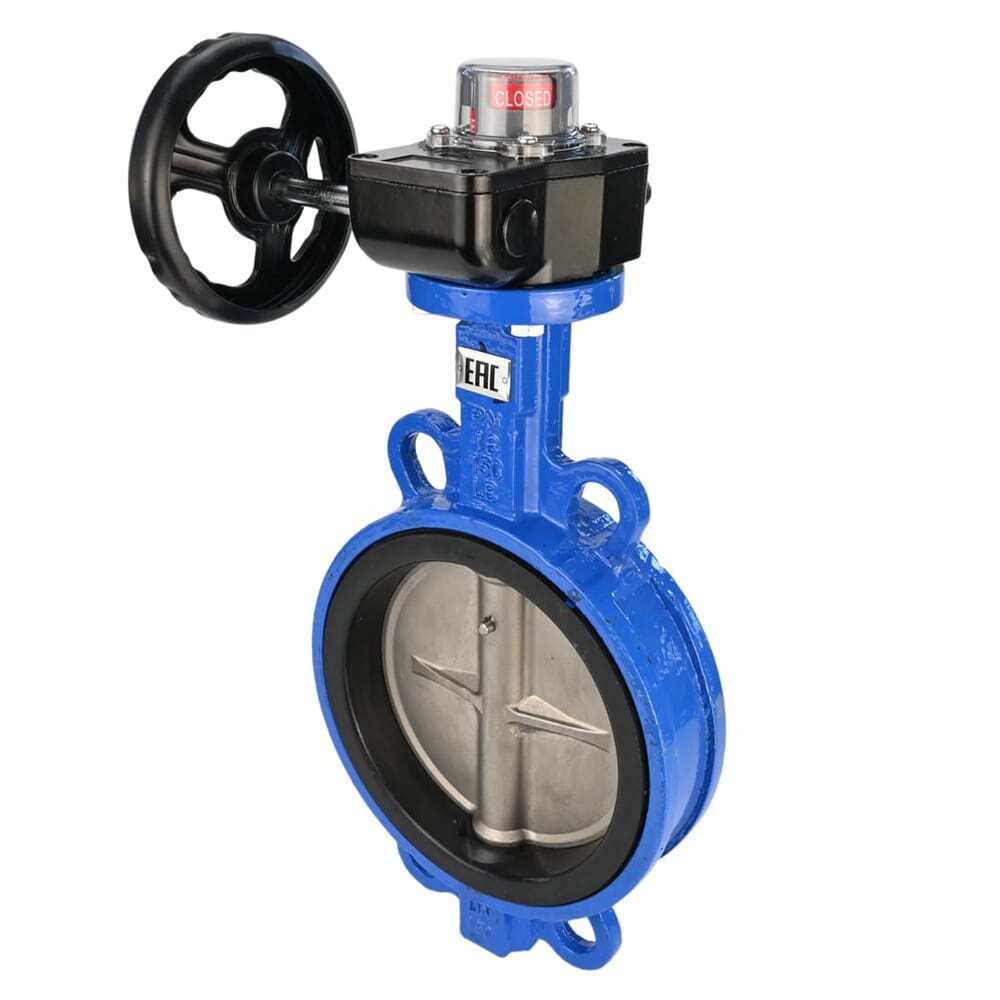 Water butterfly valve Elephant GG25-316L-NBR body material - cast iron GG25, disk material - stainless steel 316L, seal - NBR with gear Elephant HGBF, with position indicator and feedback sensor