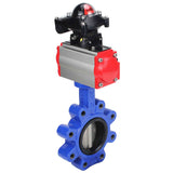 Water Butterfly Valve Elephant WBV1631N-2W-Fb-H, body material - cast iron QT450, disk material - Stainless steel AISI 304, seal - NBR, pneumatic actuator PA-SA with return springs, 4M310-08 24V, LSU APL-210N