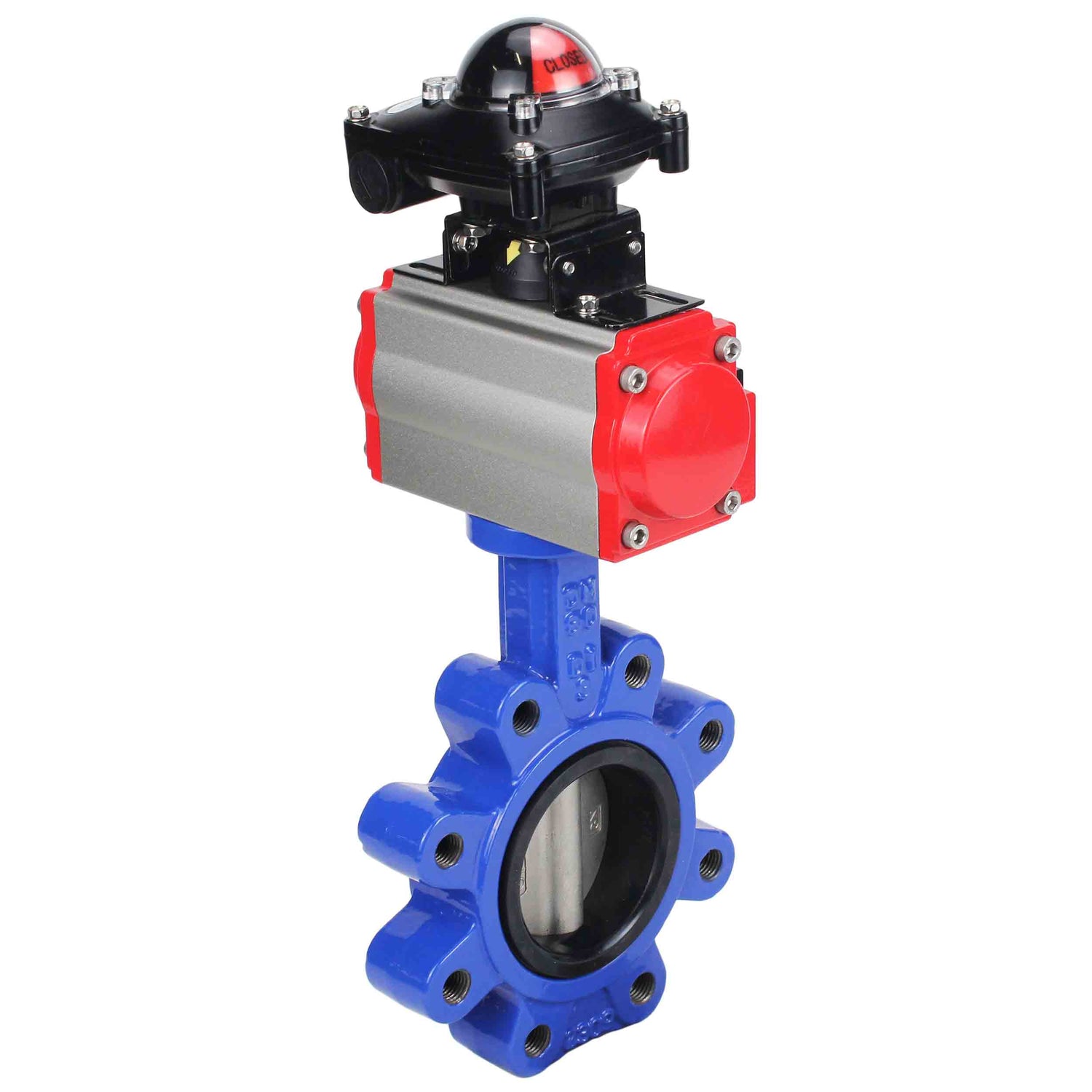 Water Butterfly Valve Elephant WBV1631E-2W-Fb-H, body material - cast iron QT450, disk material - Stainless steel AISI 304, seal - EPDM, pneumatic actuator PA-DA double action, 4M310-08 NAMUR 24V, LSU APL-210N