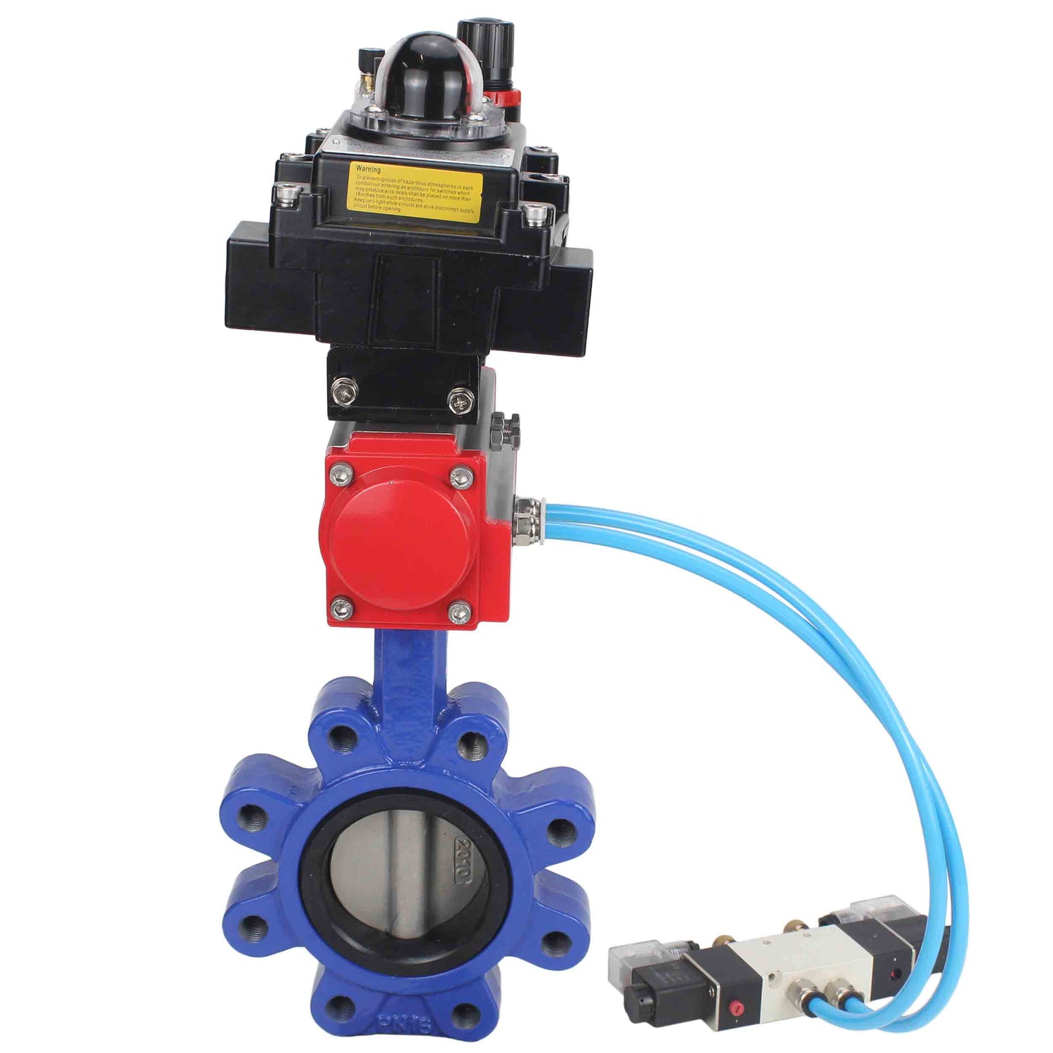 Water Butterfly Valve Elephant WBV1631E-2W-Fb-H, body material - cast iron QT450, disk material - Stainless steel AISI 304, seal - EPDM, pneumatic actuator PA-SA with return springs, 4V320-08 220V, LSU APL-410N EX, ATU AFC2000