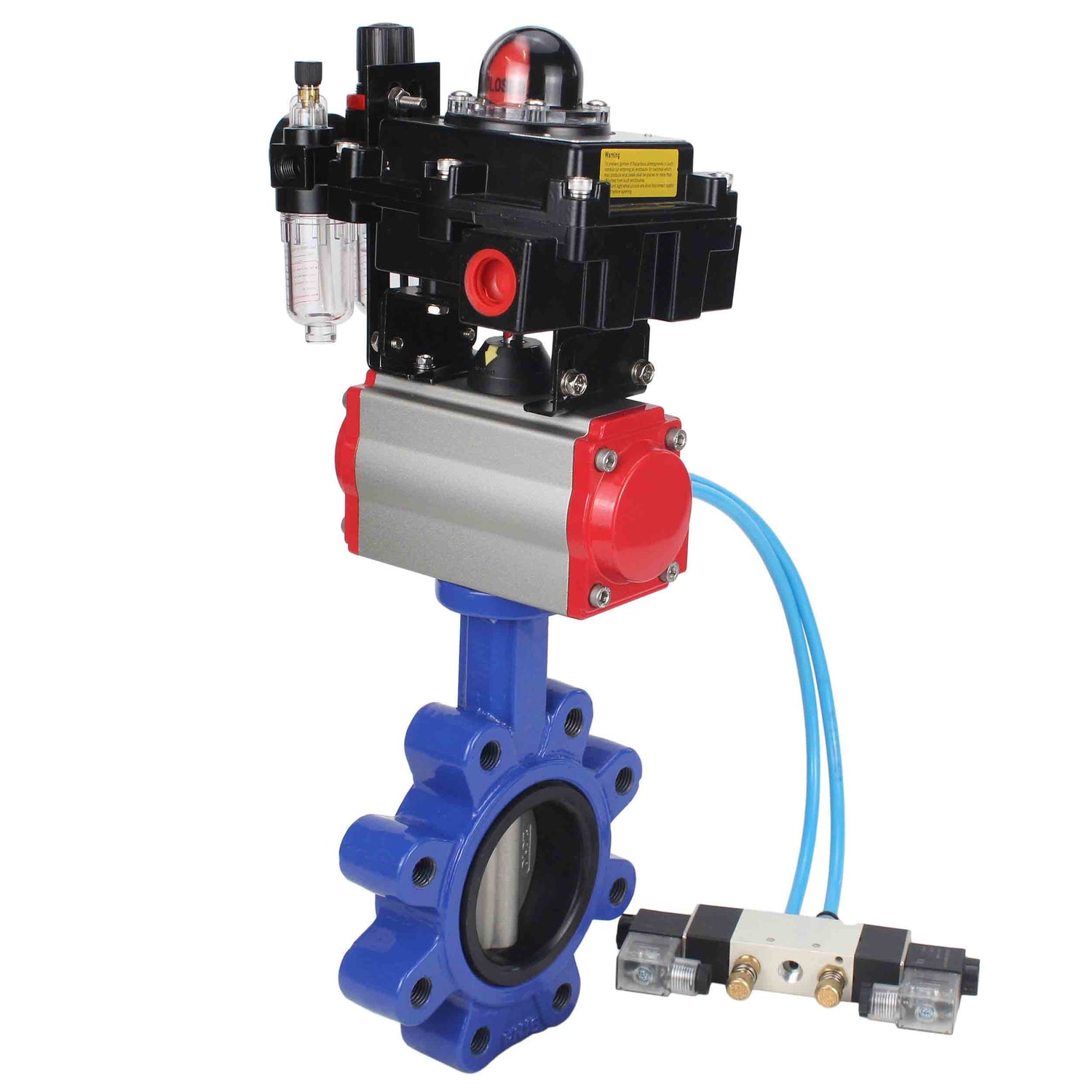 Water Butterfly Valve Elephant WBV1631N-2W-Fb-H, body material - cast iron QT450, disk material - Stainless steel AISI 304, seal - NBR, pneumatic actuator PA-DA double action, 4V320-10 220V, LSU APL-410N EX, ATU AFC2000