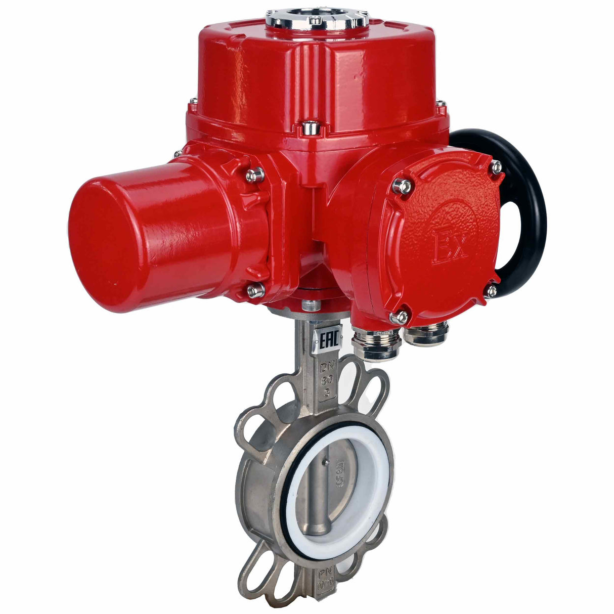 Water butterfly valve Elephant 316L-316L-PTFE body material - stainless steel aisi 316l, disk material - stainless steel AISI 316L, seal - PTFE with 1/4-turn electric actuator Elephant QT-W (M) EX 380V