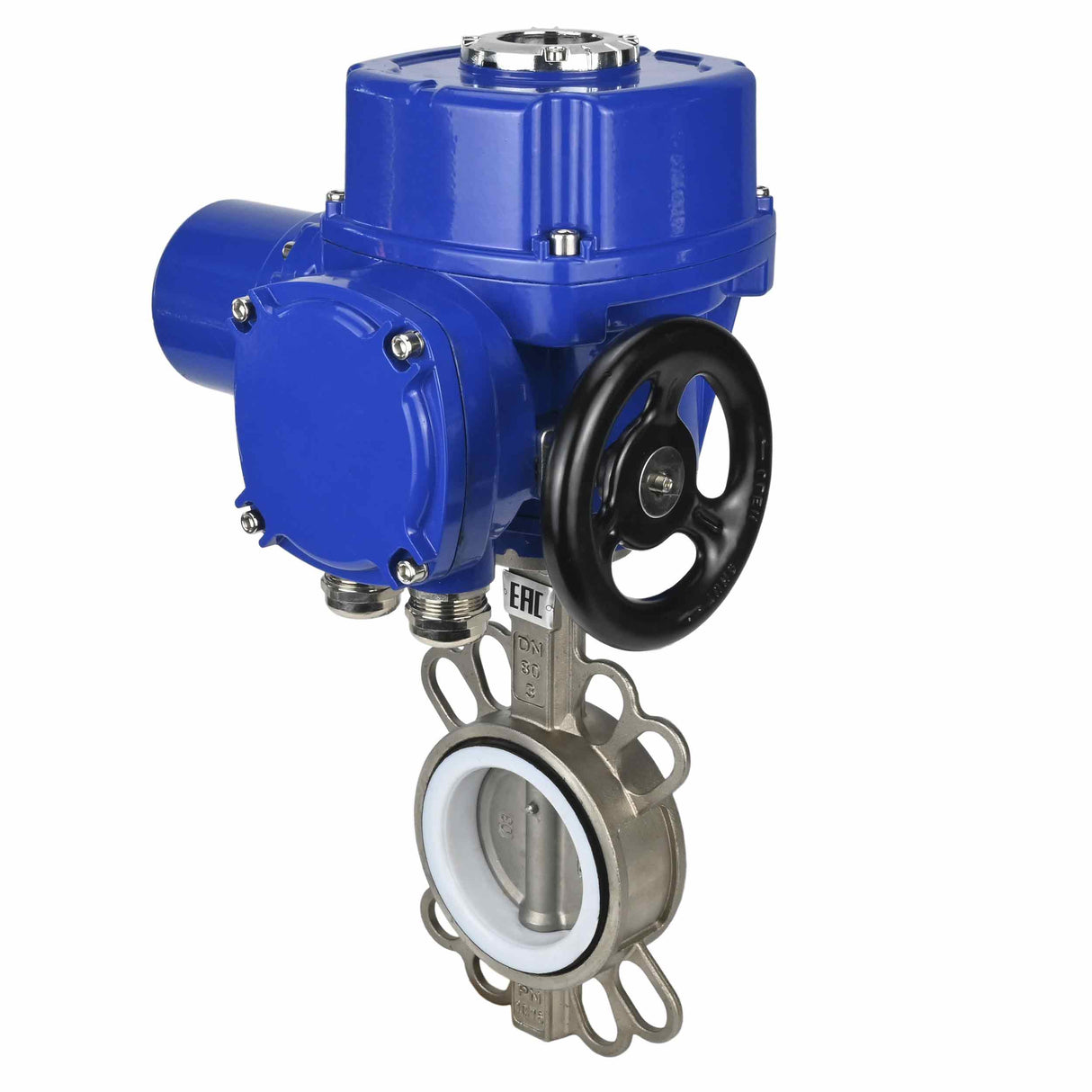 Water butterfly valve Elephant 316L-316L-PTFE body material - stainless steel aisi 316l, disk material - stainless steel AISI 316L, seal - PTFE with 1/4-turn electric actuator Elephant QT-W (M) 380V