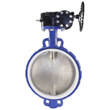 Water Butterfly Valve Elephant WCB-316L-PTFE, body material - carbon steel WCB, disk material - stainless steel AISI 316L, seal - PTFE, gear operated